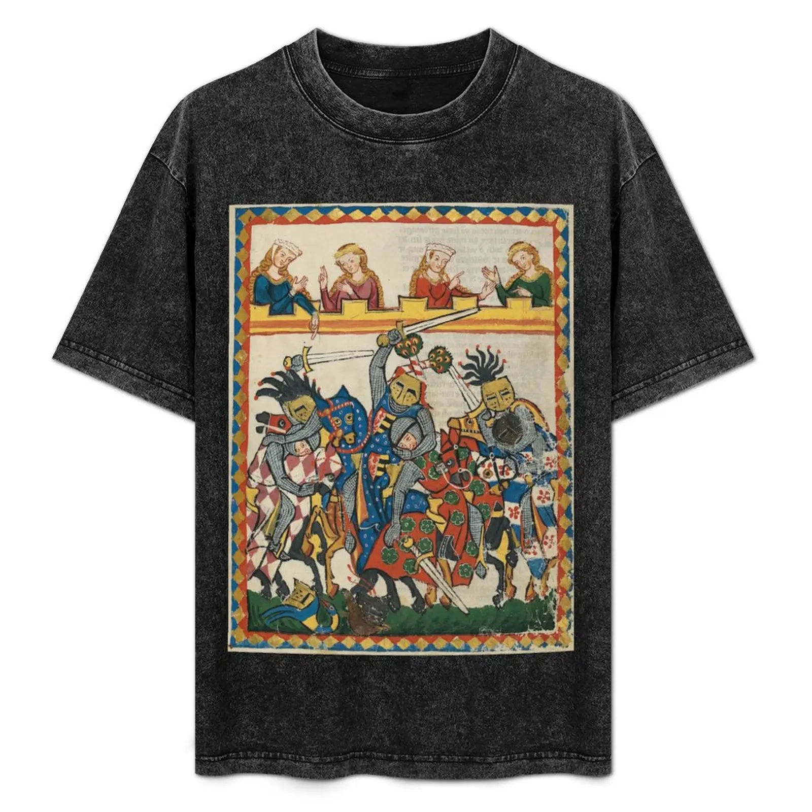 Турнир (14-й век) - футболка Codex Manesse на заказ заготовки футболки для мужчин хлопок