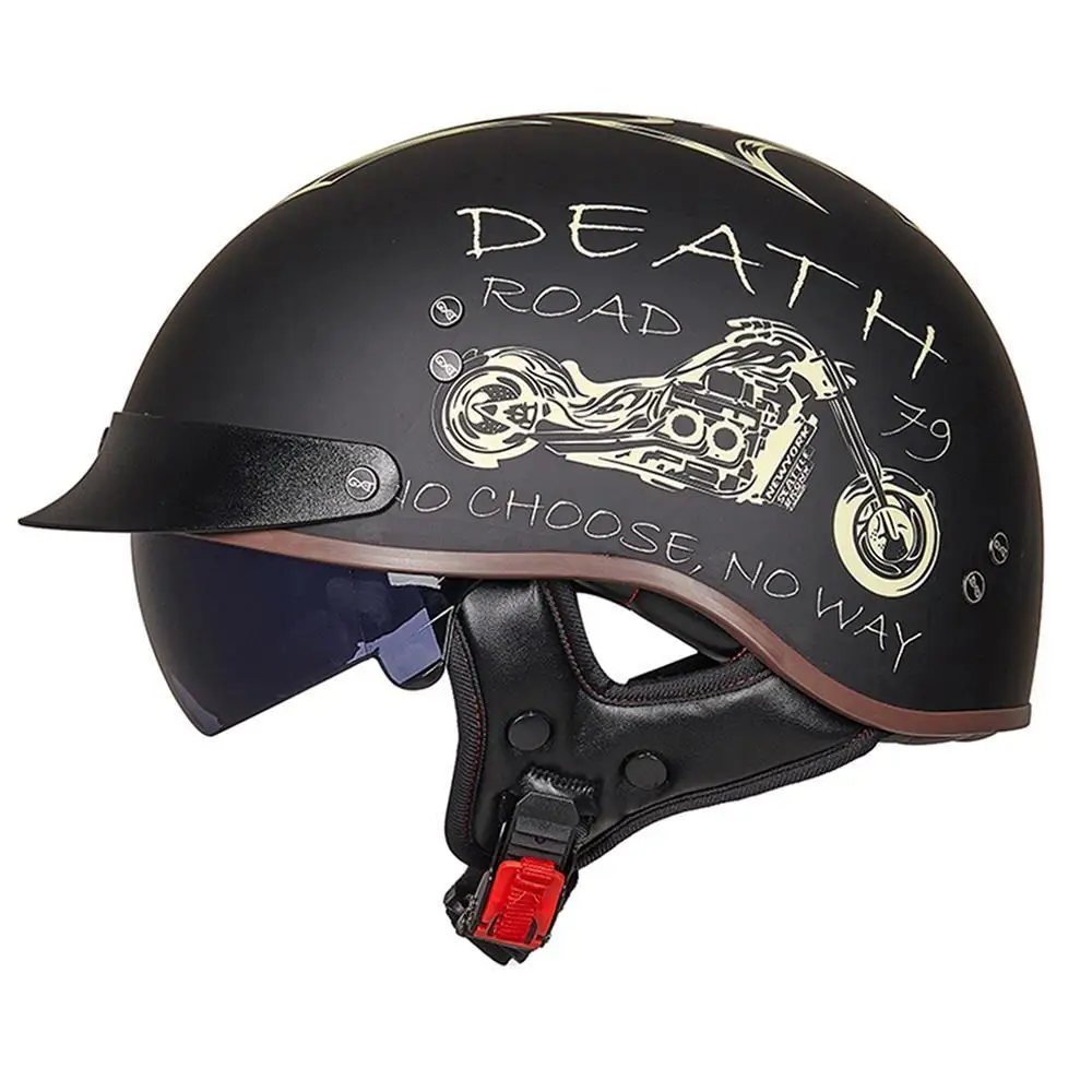 

Мотоциклетный шлем в стиле ретро, немецкий классический мотоциклетный шлем, мотоциклетный шлем, полушлем в горошек, сертифицированный мотоциклетный шлем с HD визором