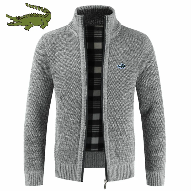 

2022 New Fashion Casual Cardigan Sweater Thickened Warm Knit Sweater Men's Zipper Jacket Jacket Thread