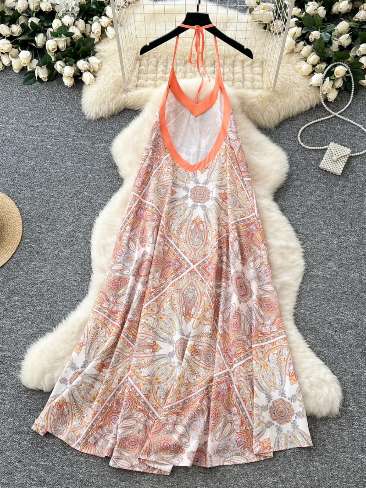 Праздничное платье женское в стиле ретро с v-образным вырезом и висячим на