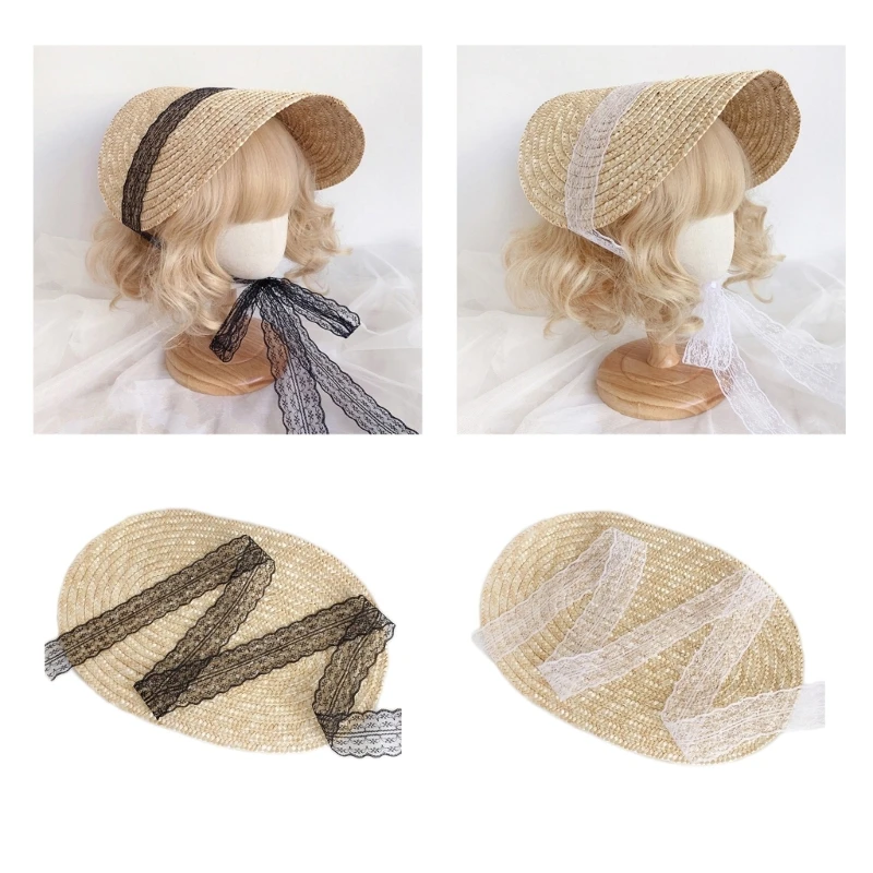 

Teens Girls Straw Hat Sun Cap Lolitastyle Victorian Bonnet Adult Women BeachCap