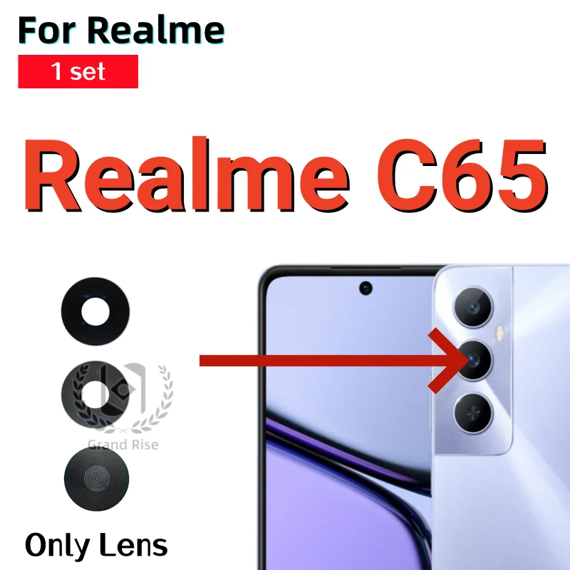Фото Новое Заднее Стекло Объектива Камеры с Клеевой Наклейкой для Realme C53 C51 Note50 Note60 C63 C61 C65 C67 C71 C75 C75X C85 Q3 V13, Запасная Часть №2