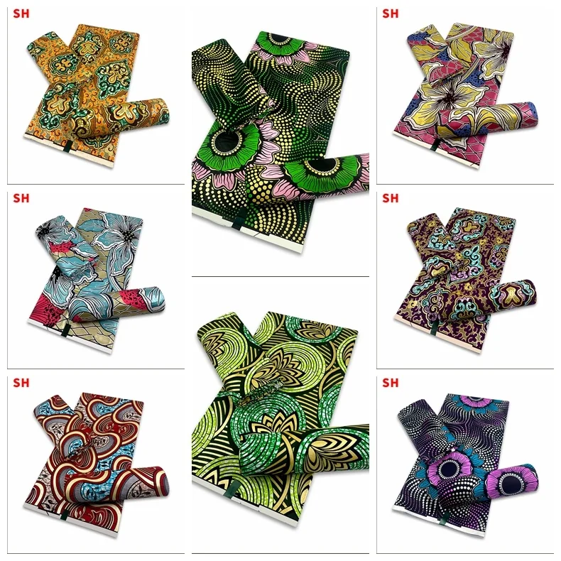 

Ankara Fabric African Real Wax Print for Dress Cotton 2022 Nigerian Ghana Gold Pagne Wax Africain Loincloth Batik Wholesale