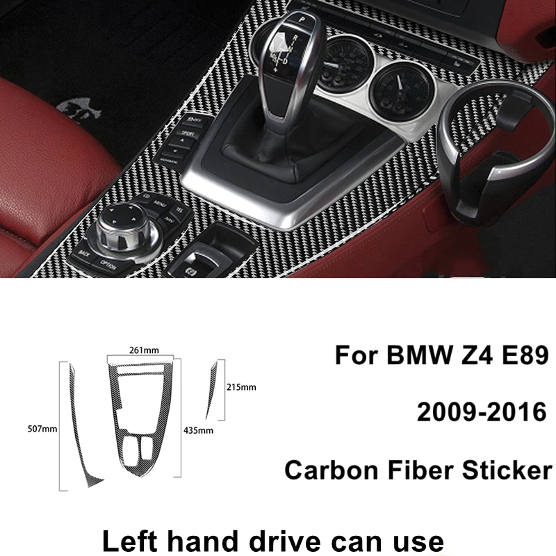 

For BMW Z4 E89 2009-2016 Black Carbon Fiber Stickers Gear Box Button Panel Shift Decoration Strip Interiors Car Accessories