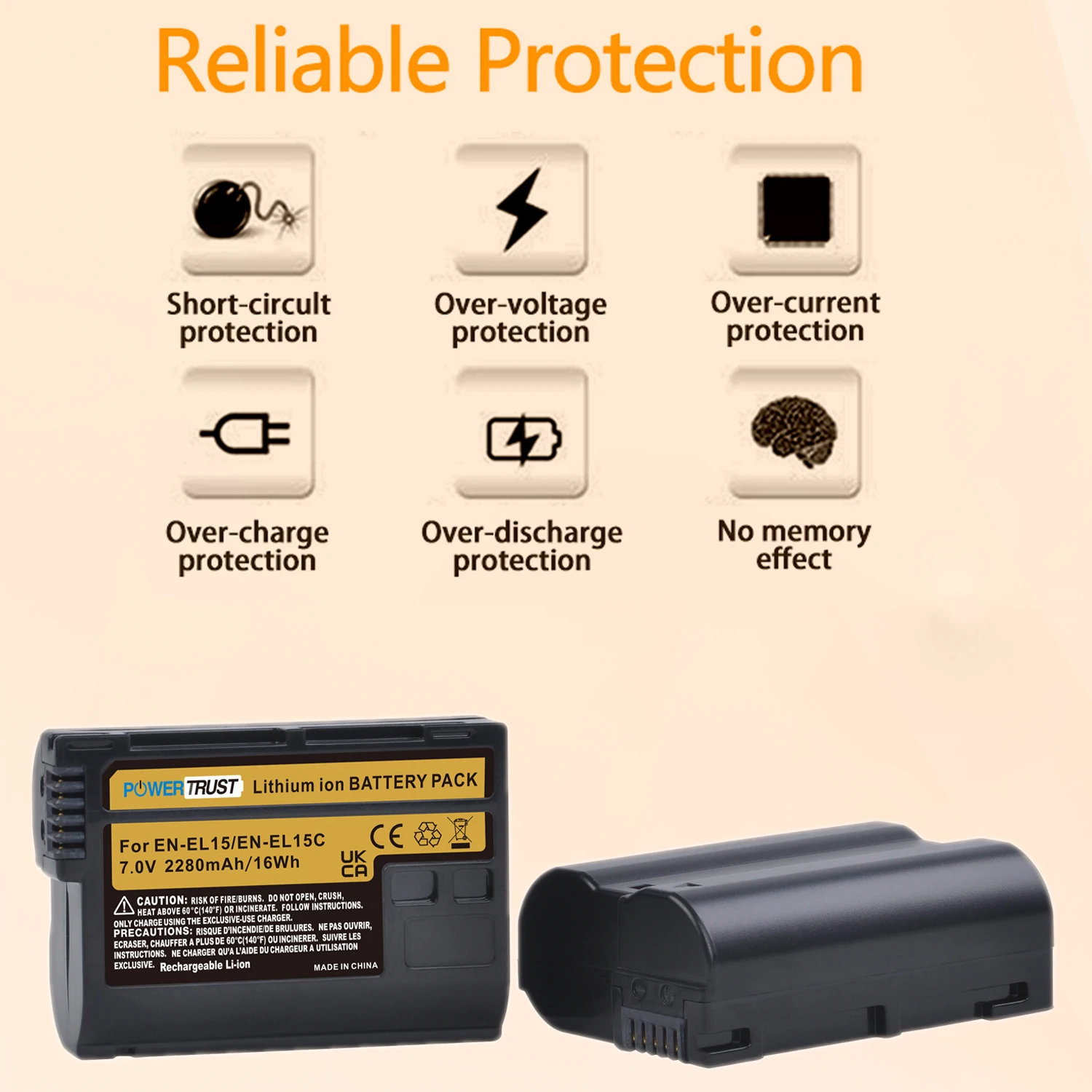 Аккумулятор для Nikon Z5 Z6 II/ III D800 D810 D850 D500 D600 D610 D7000 D7100 D7200 D7500 2280 мАч