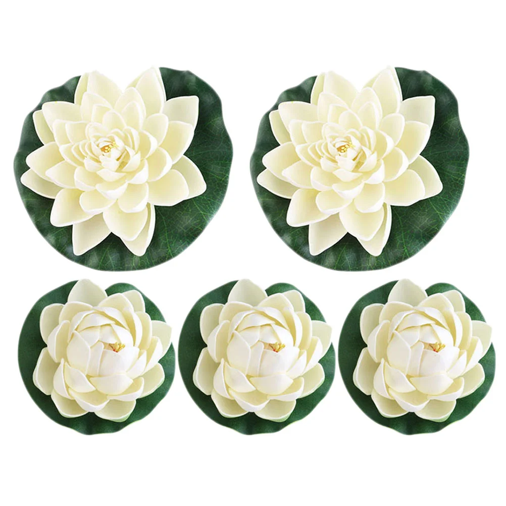 

Lotus Floating Artificial Water Flower Lily Pond Decor Flowers Poolfake Liliesfish Leaves Pads Paddecoration Aquarium
