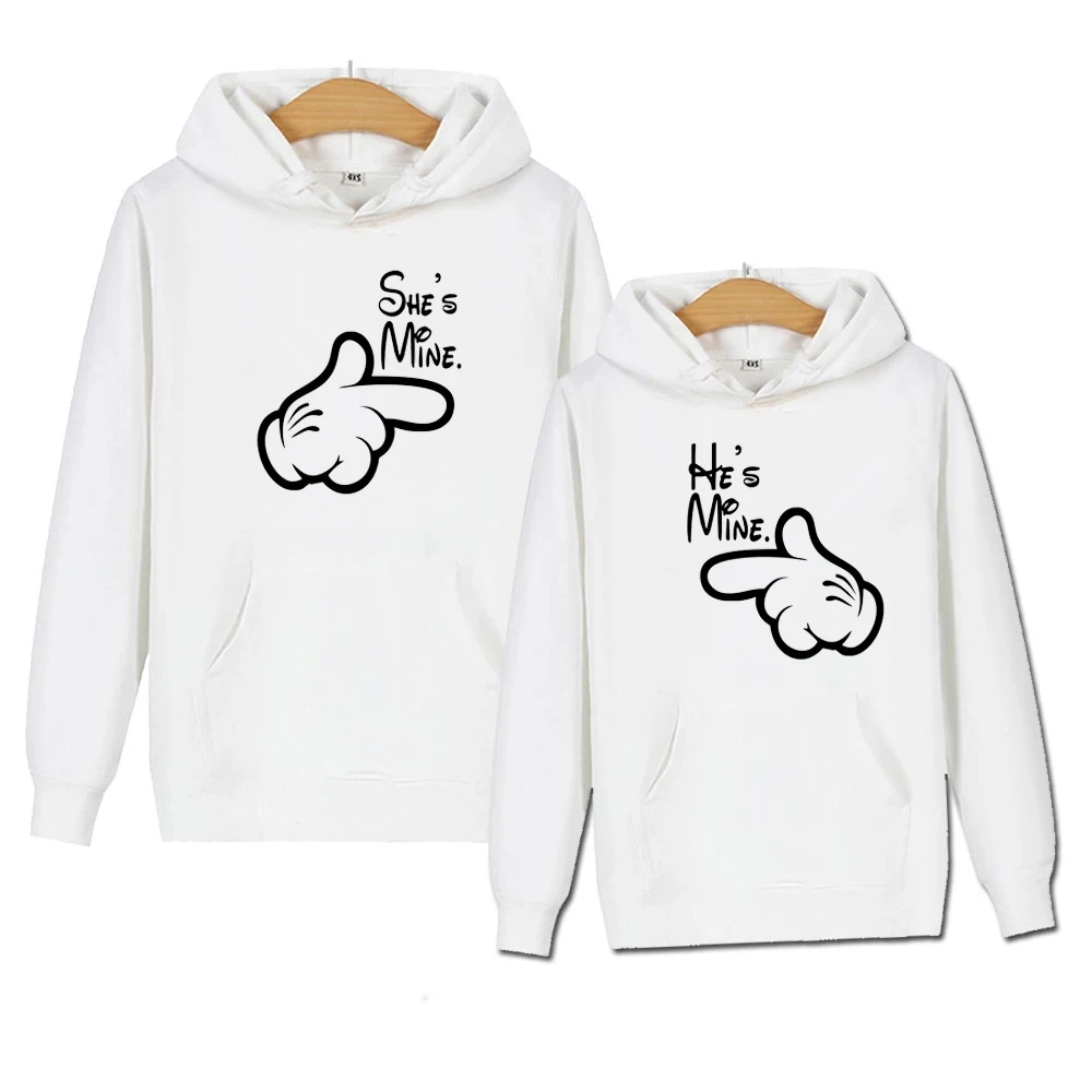 Lovers Hoodies Printing She Is Mine I Am His Funny Graphic Couple Sweatshirt Hooded Clothes Hoodies Women Men Winter Tracksuit