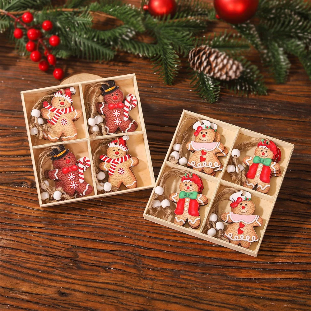 

Gingerbread Man Wooden Ornaments Xmas Tree Hanging Pendant Merry Christmas Decoration for Home 2023 Navidad Gifts New Year 2024