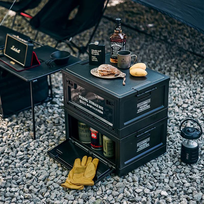 

2 in 1 Multifunctional Camping Box 30/45L Outdoor Picnic Table and Storage Box Portable Folding Box Food Tableware Organizer캠핑용품