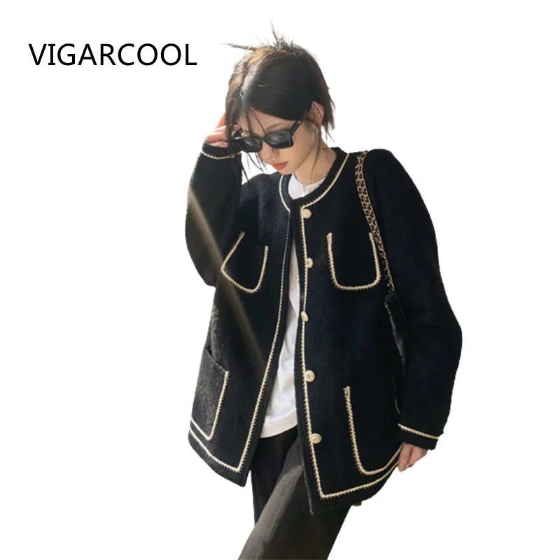 

Зимнее женское черное шерстяное пальто, новая темпераментная куртка, Повседневная модная женская куртка премиум-класса, женское платье, маленькое очаровательное пальто