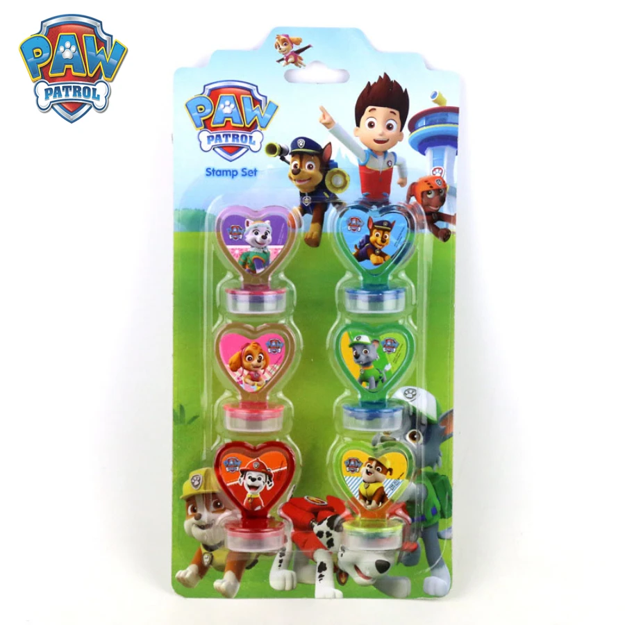 

6pcs Paw Patrol Pattern Stamp Toys Children Stamp Elementary School Supplies Puppu Chase Skye Marshall Rubble Rocky Things Gifts