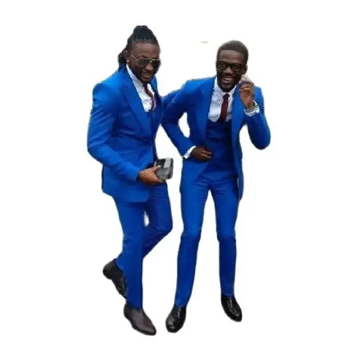 

Красивые ярко-синие смокинги для жениха приталенные мужские свадебные костюмы индивидуальный пошив костюм для шафера одежда для жениха (пиджак + брюки + жилет) terno