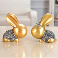 cute creative home decoration porch housewarming gifts wedding gifts wine cabinet partition crafts resin ornaments lucky rabbit