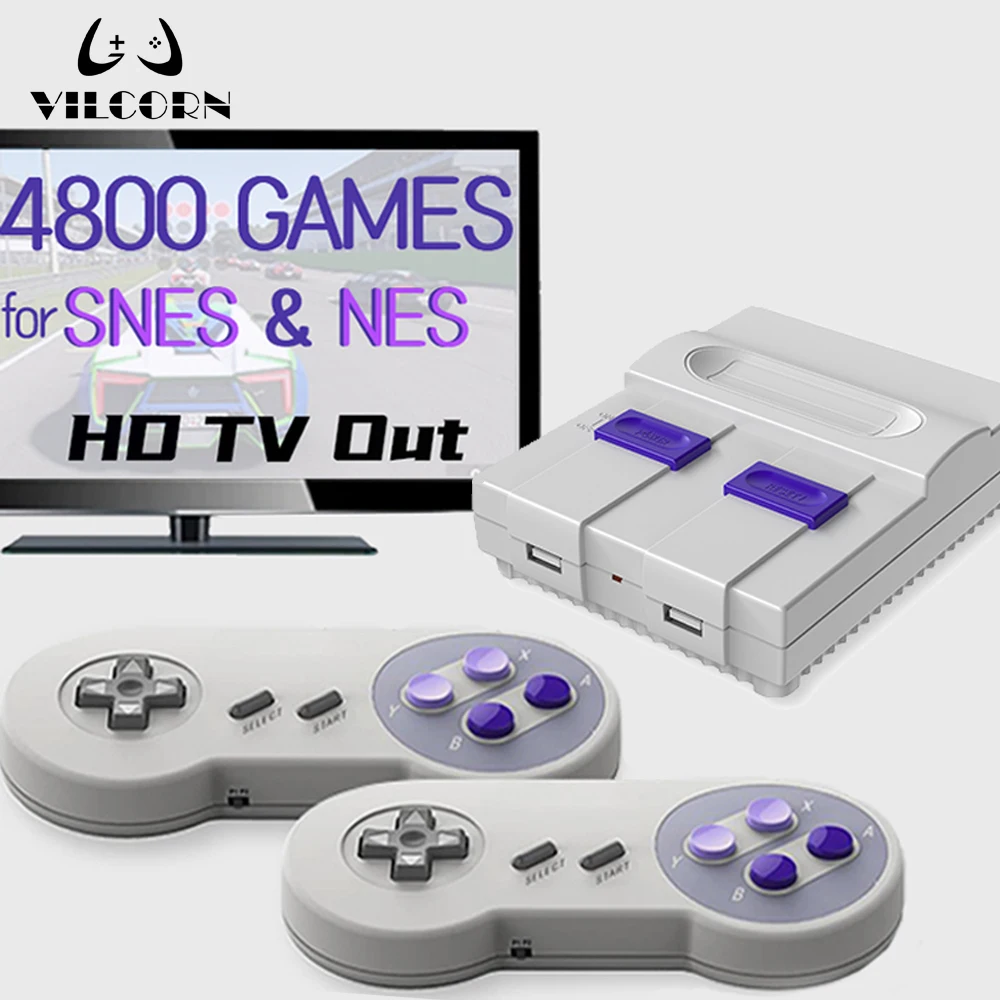 

16-битная Беспроводная Ретро ТВ-видеоигра VILCORN Dendy 3800 + игровая консоль для консоли Super NES SFC 4k для SNES