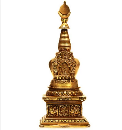 

SCY 326+++Pure brass pagoda Buddhist stupa worship ornaments, utensils for sarira stupa