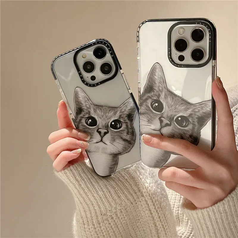 

CASETIFY Hiding Cat TPU Cases for iPhone 8P X XR 11 13 12 14Pro Max 14Pro 14Plus Lady Girl Anti-drop Soft Clear Cover DJX0612-22