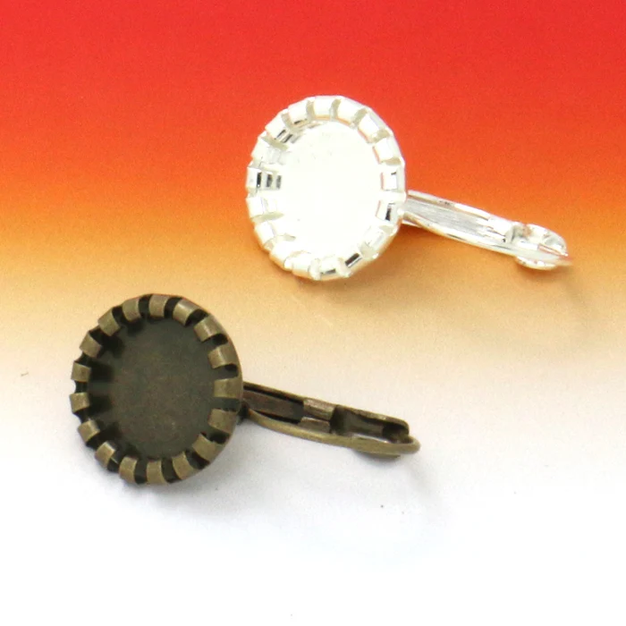 

10pcs 12mm Earring Hooks Round Silver/Antique Bronze Cabochon Cameo Tray Settings Earring Blank Base Supplies for Jewelry Making