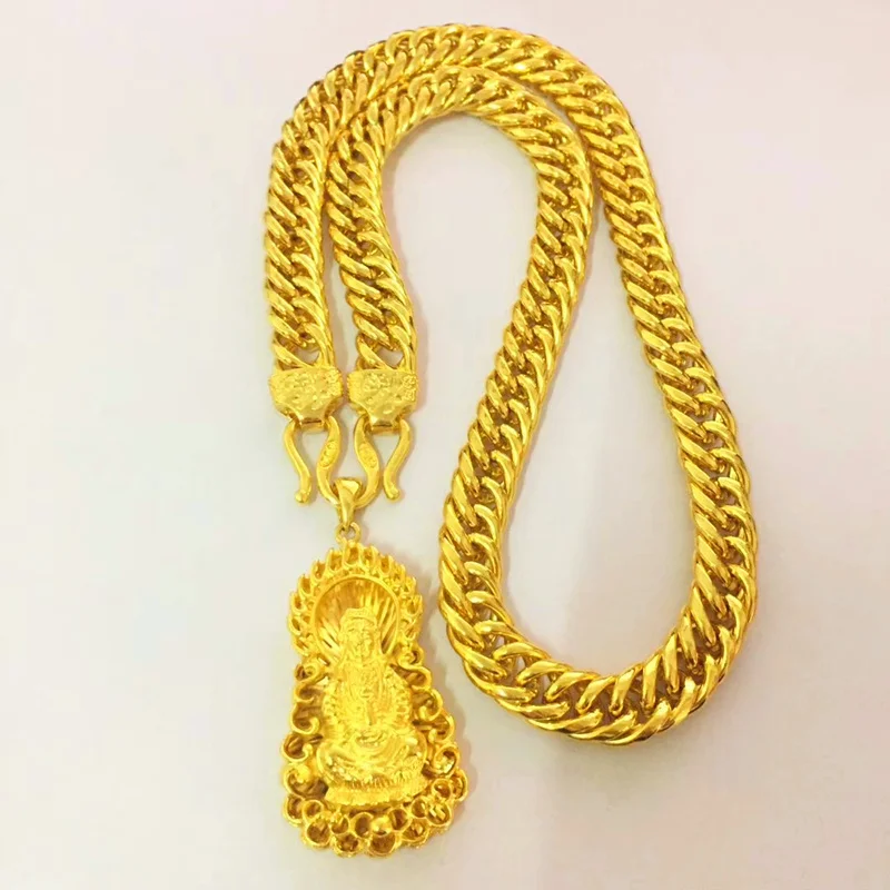 Чистое ожерелье мужской шар 999 полый матовый 24k 100% копия настоящего 999 золота 18k Гуаньинь кулон для женщин Подарки (art.: 3920bf0ac772d) - 3920bf0ac772d