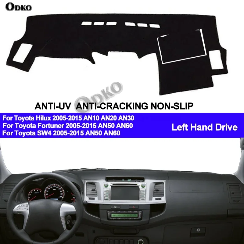 Фото Чехол для приборной панели автомобиля, коврик для Toyota Hilux SW4 Fortuner 2005-2015, противоскользящий коврик для приборной панели. №2