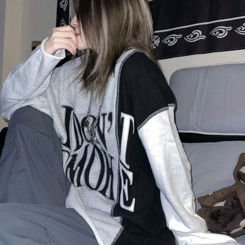 Худи HOUZHOU в стиле Харадзюку Женский Готический гранж пуловер большого размера