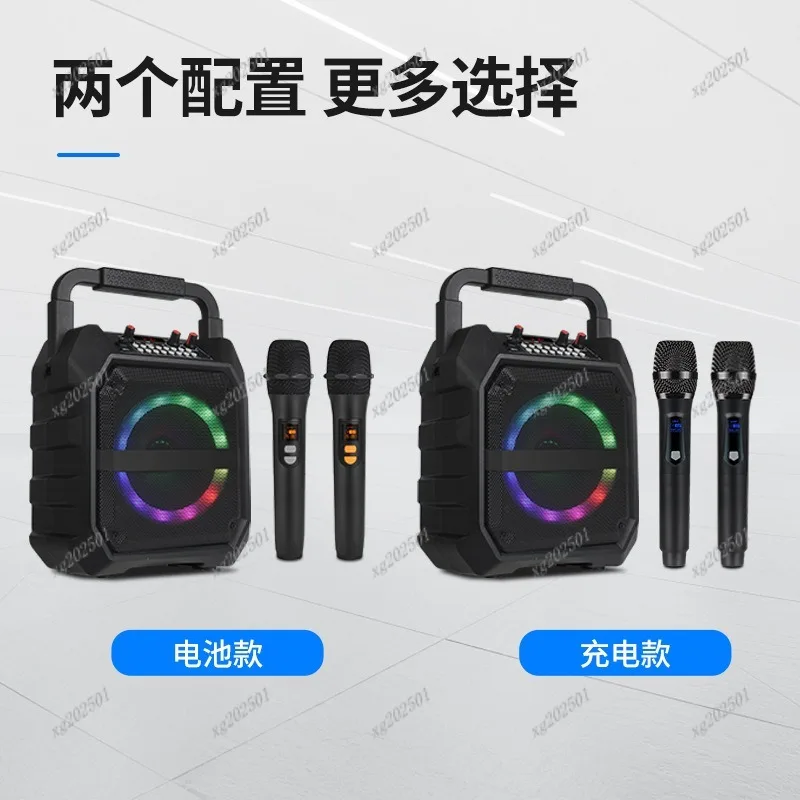 Фото Портативная Bluetooth-колонка с эффектами звука и беспроводным микрофоном для караоке на открытом воздухе №4