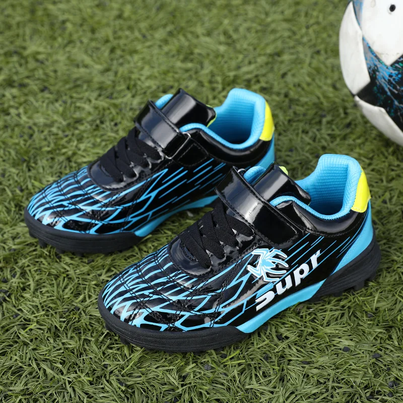 Fashion TF HOOK&LOOP Children Soccer Shoes Breathable Anti-slip Boy Football Sneaker High-quality Comfortable Kids Sports Shoes