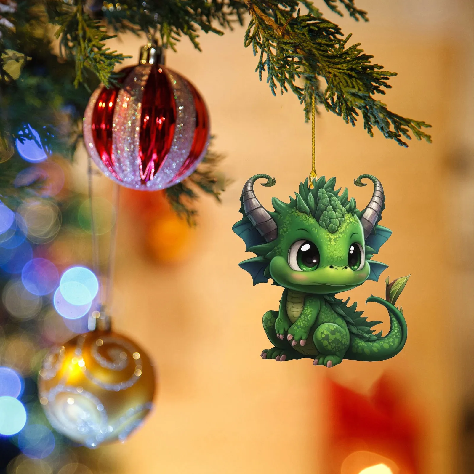 Рождественский декор с летающим драконом