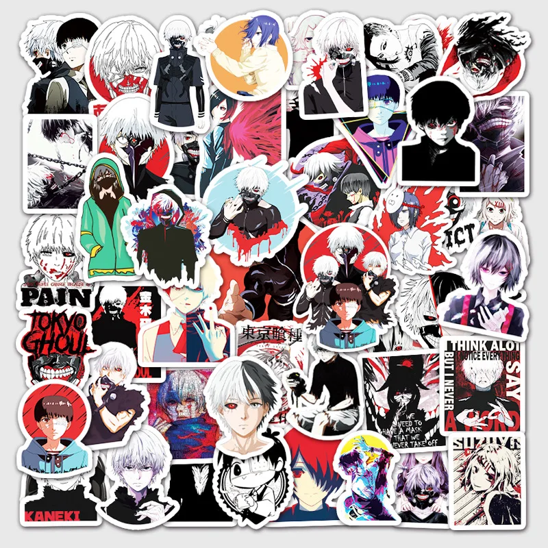 

50/pcs Pack Japan Anime Tokyo Ghoul Stickers Kawaii Cool Skateboard Laptop Guitar Bicycle Decal Pegatinas Stickers for Kids