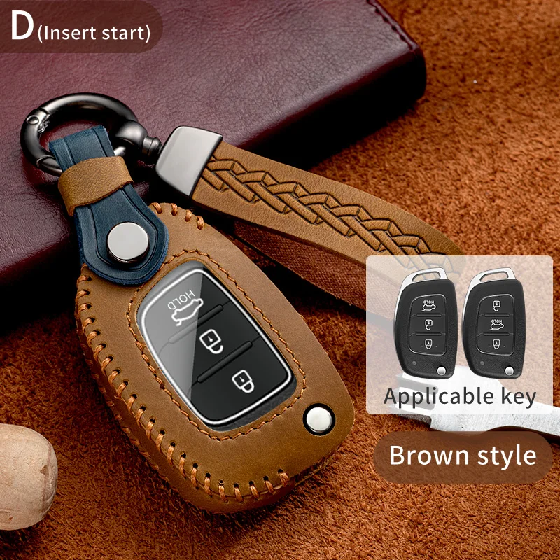 

Genuine Leather Car Key Case Cover for Hyundai ix35 elantra 2007 2008 2009 2010 2011 2012 2013 2014 2015 2016 Cover Accessories
