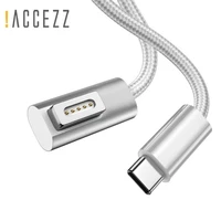 accezz 100w for apple magsafe 1 2 magnetic usb c adapter cable type c pd quick charge connector for macbook airpro with led