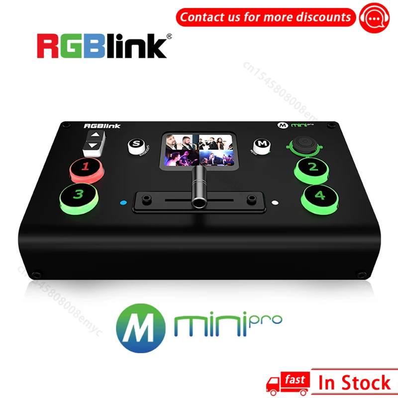 

RGBlink Mini Pro Video Switcher 4 Channel-HDMI Support PC APP control Switchboard with T-Bar for Live Streaming Broadcast