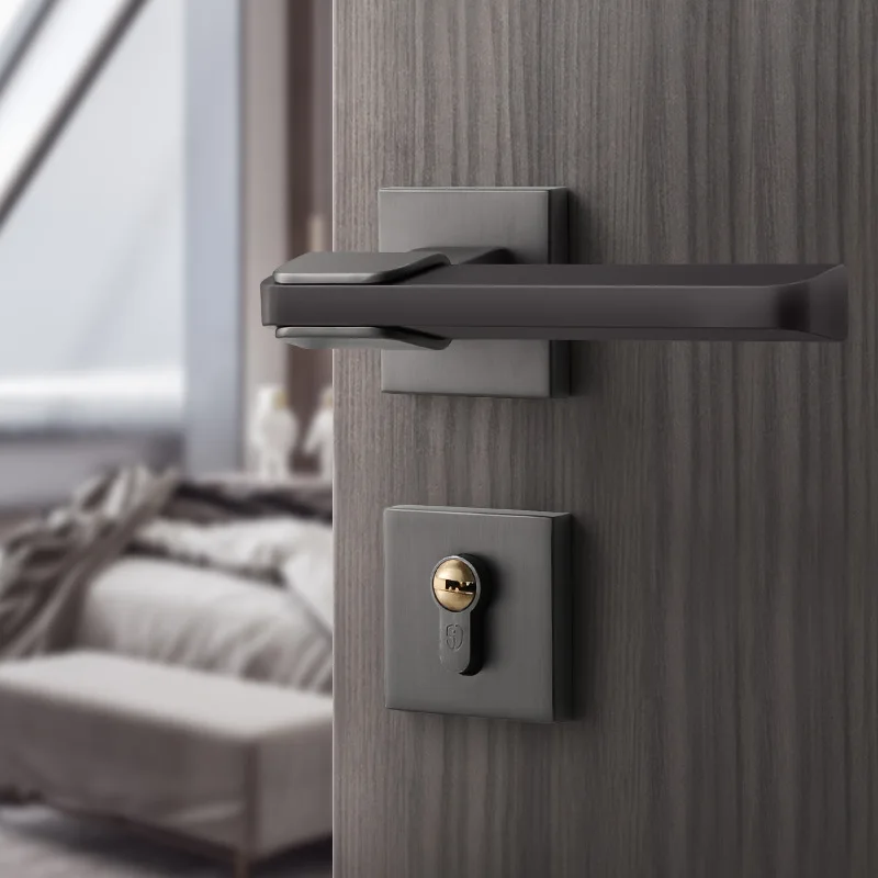 

Home Black Split Lock Mute Indoor Lock Modern Bedroom Lock Color Door Door Wooden Handle Magnetic Steel Door