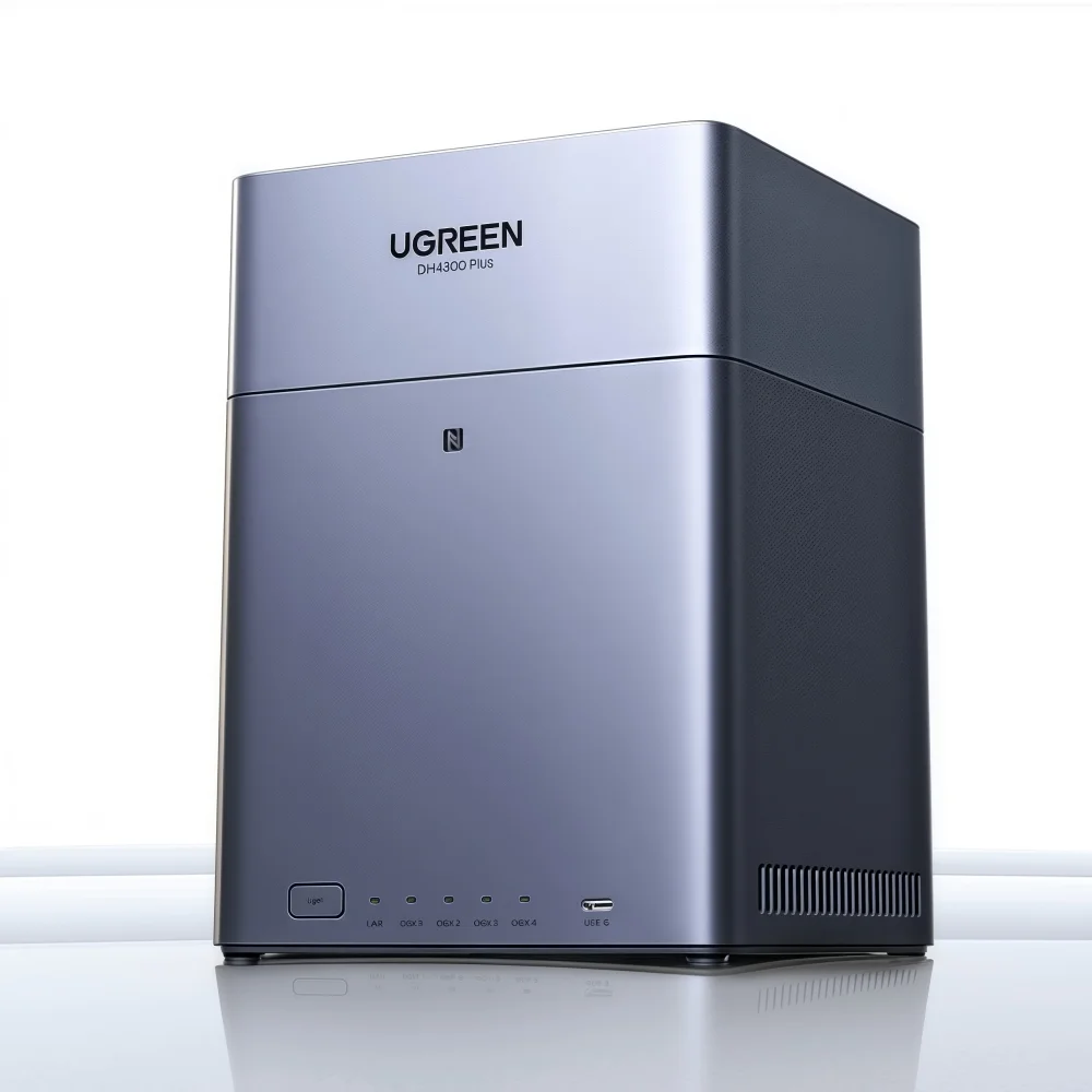 Фото UGREEN DH4300 Plus Mini Home NAS AI Rockchip Octa Core A55-A76 8GB LPDDR4X 4 отсека для SATA HDD/SSD NFC RJ45 2.5GbE Сетевое хранилище №2