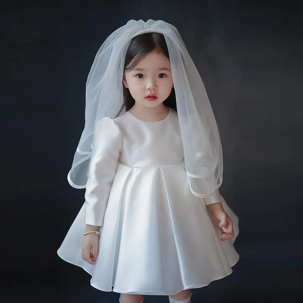 Girls Autumn And Winter New Wedding Little Flower Princess Clothes Baby'S Birthday Long Sleeve Children'S Dress תחפושות YMX005