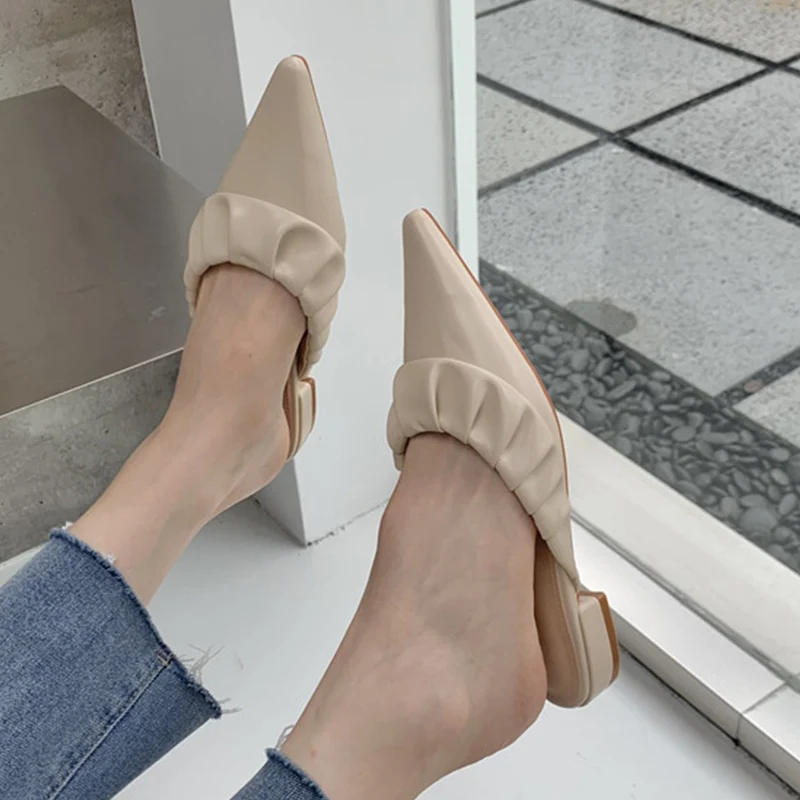 

Мюли женские резиновые, сандалии-гладиаторы с острым носком, роскошные шлепанцы, повседневная обувь для улицы, низкий каблук, 2022