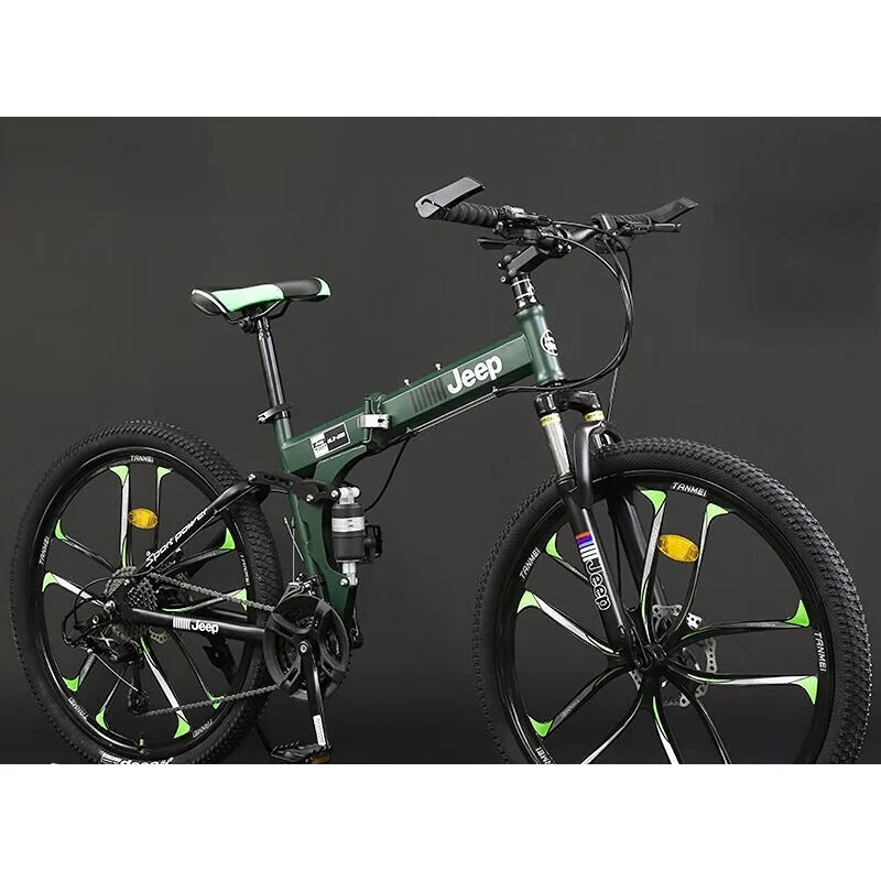 27 Speed High Carbon Steel  10-blade Wheel Mountain Road Bike For Adults Green