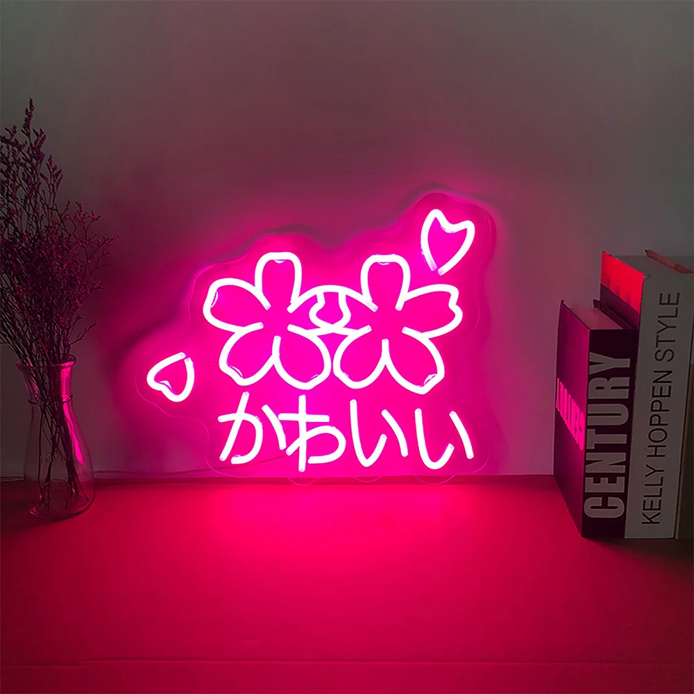 

Flower Neon Sign Custom Japanese Anime Home Wedding Bar Business Store Led Light Party Room Wall Decor Led Acrylic Neon Sign