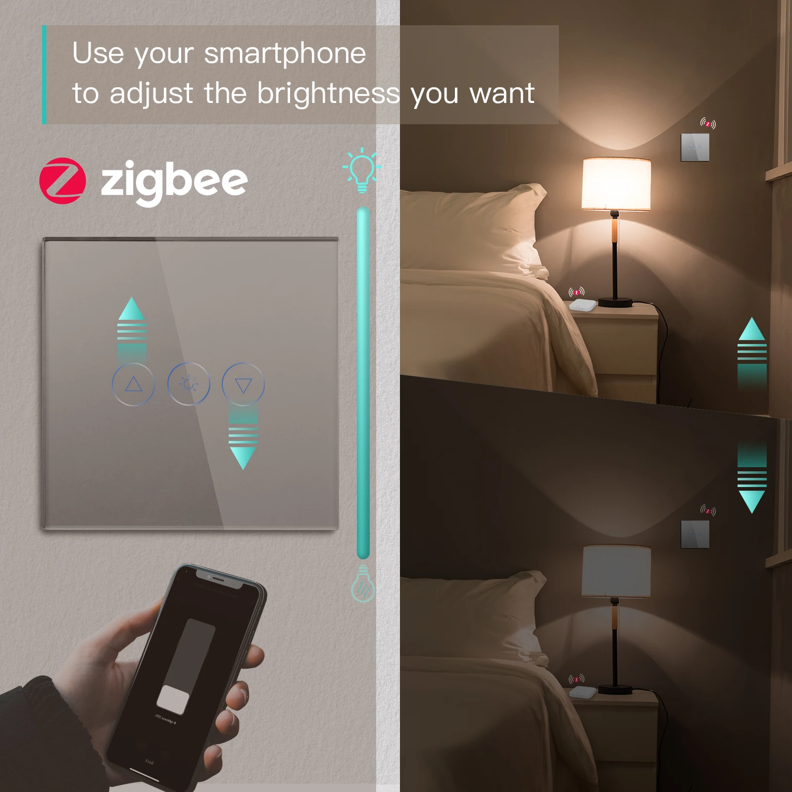 BSEED Zigbee Dimmers 1Gang1Way Wall Sensor Switch LED Touch Dimmer Tuya Smart Life App Control With Neutral Wire Crystal Glass |