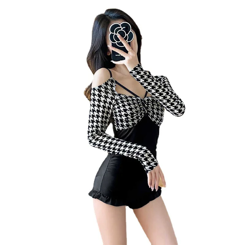 

Summer Women Sexy Backless Patchwork Beach Swimwear Korean Style Swimwear Two Piece Swimsuit Skirt Bikini Bathing Suit