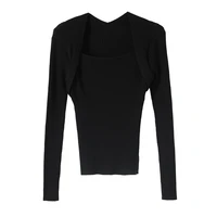 women knitwear fashion tops sense of design fake two y2k fashion sexy square neck spring and autumn sweaters