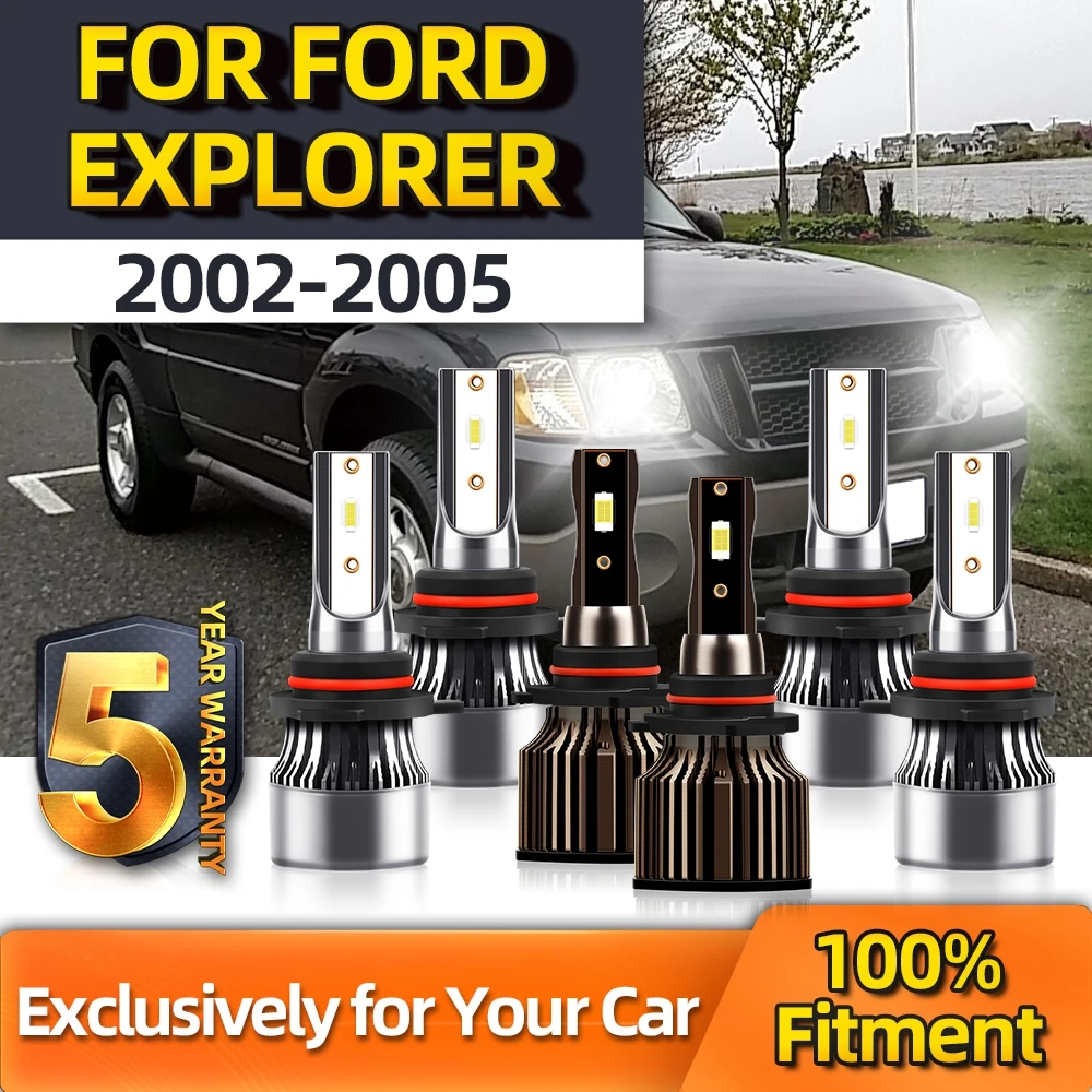

TEENRAM 20000LM 200M 6500K Car Accessory High 9005 Low 9006 Fog Light 9145 Kit White For Ford Explorer 2002 2003 2004 2005