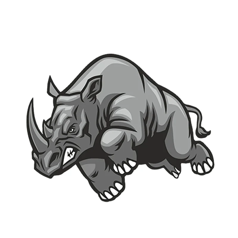 

13CMX8CM Car Sticker Personality Angry Rhino Decal Car Styling Cartoon Animal Vinyl Decal Graphic Waterproof DIY Accessories