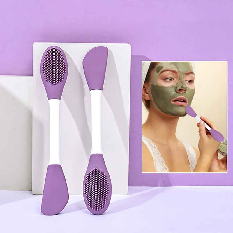 

1 Pc Double Head Silicone Facial Mask Brush Facial Massage Cleaning Brushs DIY Mud Film Scraper Facial Care Tool Dropshiping