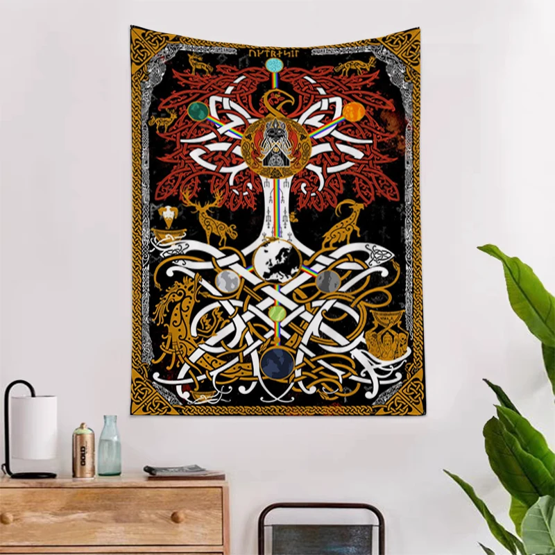 

Гобелен настенный с изображением Древа Жизни, гобелены с мандалой, обои для творчества, богемные украшения для дома, аксессуары, аниме головные уборы