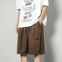 summer cotton cargo shorts men fashion retro pocket shorts mens japanese streetwear loose hip hop straight shorts men plus size