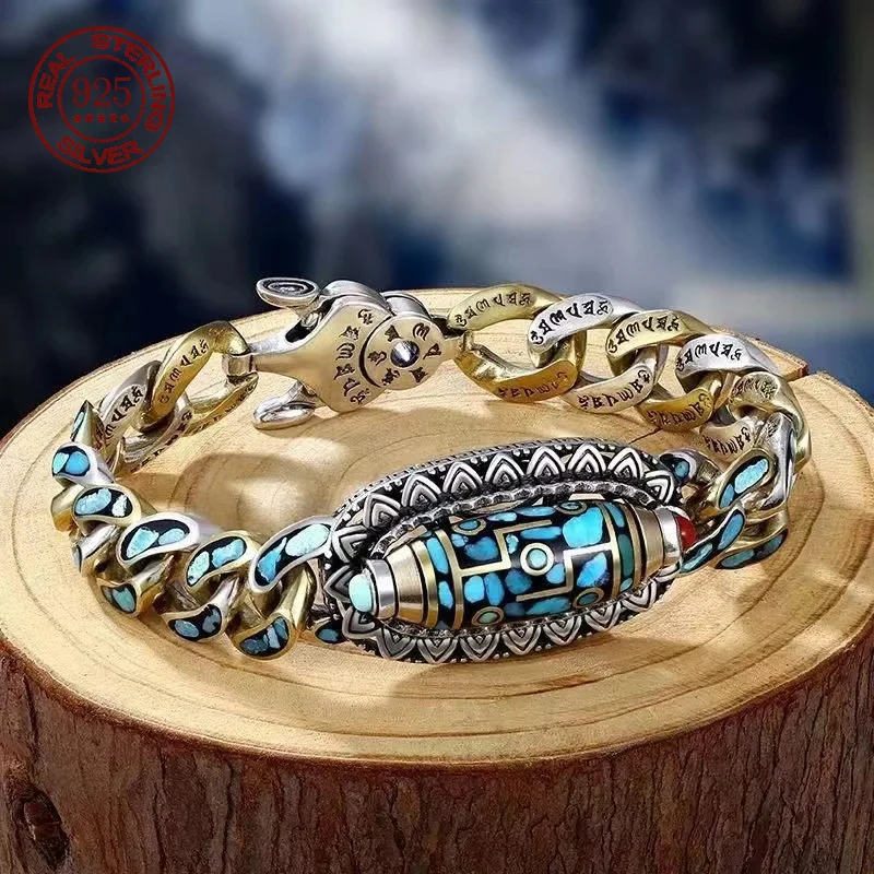 

S925 Sterling Silver Bracelet Luxury Bracelet Men's Lucky fashion personalized bracelet