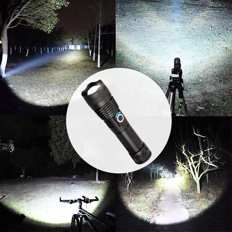 Светодиодный фонарик XHP70 высокой мощности антибликовый 4-ядерный перезаряжаемый