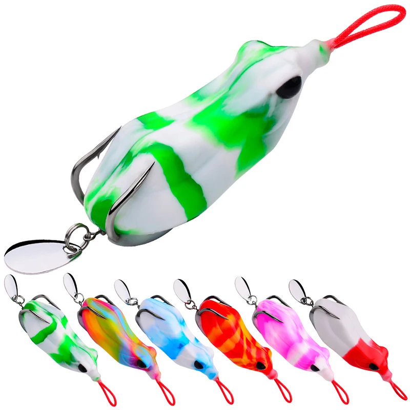 

S0299 JOTIMANN NEW Frog Lure Soft Tube Bait Plastic Fishing Lure with Fishing Hooks Topwater Ray Frog Artificial 3D Eyes