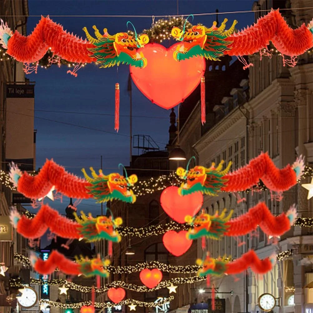 

Chinese Year New Decoration Dragon Paper Spring Lanterns Festival Decor 3D Garland Ornament Redthe Rabbit Scene Lantern Hanging