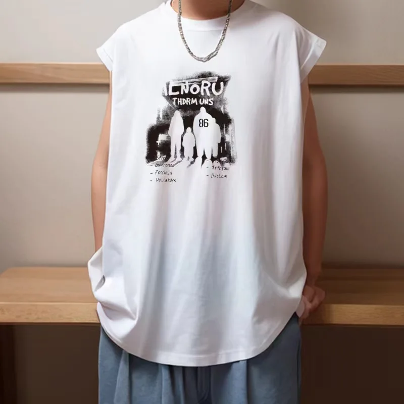 

Майка мужская без рукавов в Корейском стиле, Спортивная уличная одежда для баскетбола, свободная спортивная одежда из чистого хлопка для фитнеса, на лето